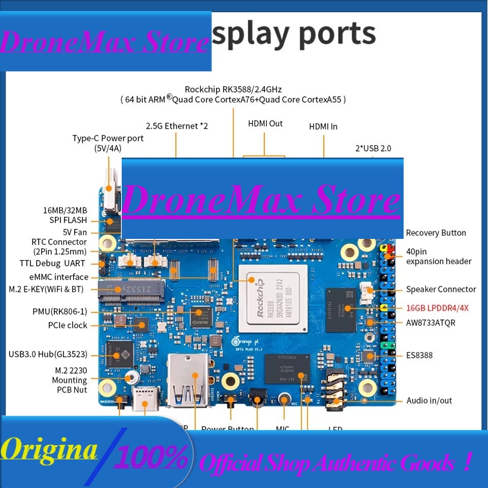 Orange Pi 5 Plus 32Gb - Одноплатный компьютер DroMaRockchip RK3588 Orange Pi